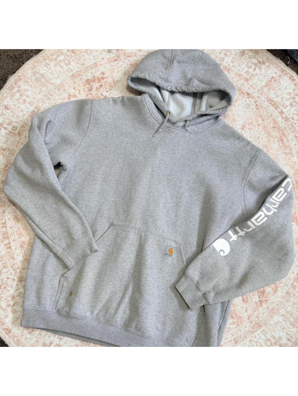Carhartt Gray Hoodie XL Sleeve Logo Workwear Streetwear